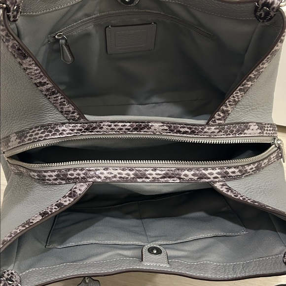 Coach (EUC) Kristy Shoulder Bag in Granite & Snake Embossed Leather Trim - Picture 5 of 14
